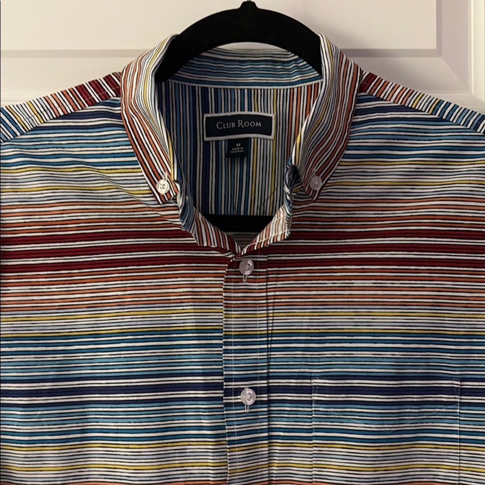 Club Room Red and Blue Casual Button Down Shirt